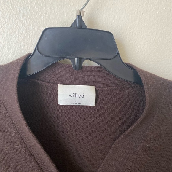 Wilfred x Aritzia Women’s V Neck Wool Blend Cardigan in Brown Size XS Minimal - Picture 2 of 6